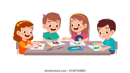 little kid and friend drawing together