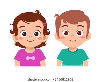 little kid with friend smile and happy