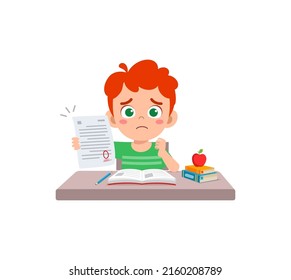 little kid get bad grade and feel sad