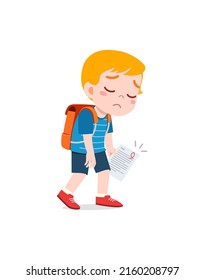 little kid get bad grade and feel sad