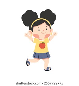 Little kid girl Happy cartoon flat