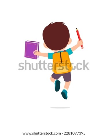 Similar – Image, Stock Photo Cute little child going to congratulate a friend on his birthday. Toddler holding bundle of colorful balloons and gift in a festive box. Anticipation of the holiday.