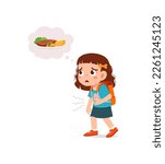 little kid go to school skip breakfast and feel hungry