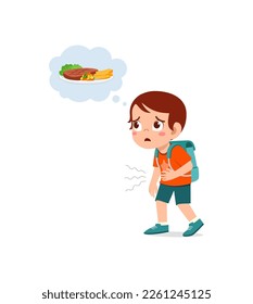 little kid go to school skip breakfast and feel hungry