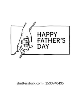 Little kid hand holding father hand vector illustration for Happy fathers day concept poster background design handrawn drawing style