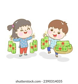 Little kid have Veitnam new year food character.