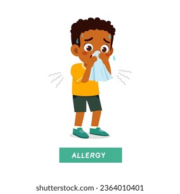 little kid having allergy and feeling sad