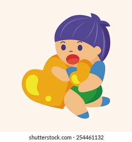 little kid with heart theme elements
