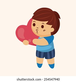 little kid with heart theme elements