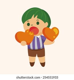 little kid with heart theme elements
