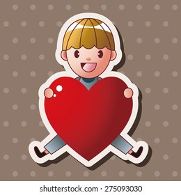 little kid with heart theme elements