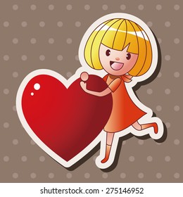 little kid with heart theme elements
