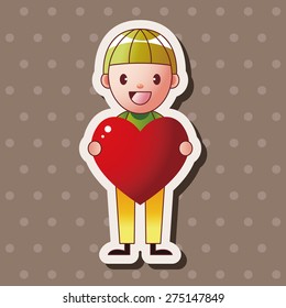 little kid with heart theme elements