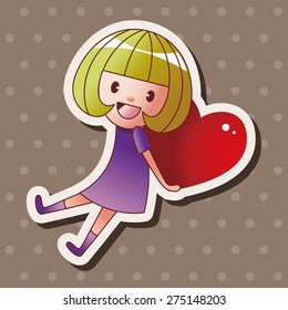 little kid with heart theme elements