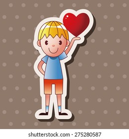 little kid with heart theme elements