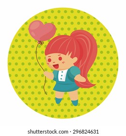 little kid with heart theme elements