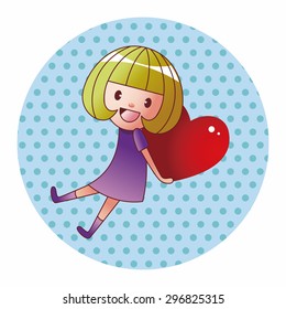 little kid with heart theme elements
