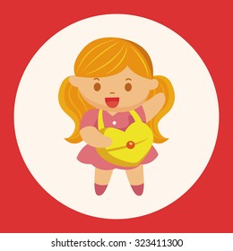 little kid with heart theme elements