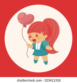 little kid with heart theme elements