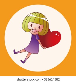 little kid with heart theme elements