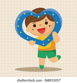 little kid with heart theme elements
