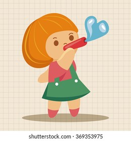 little kid with heart theme elements