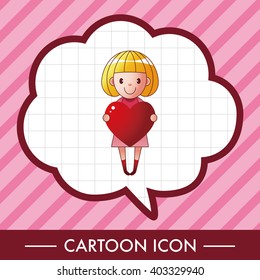 little kid with heart theme elements
