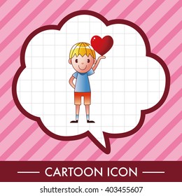 little kid with heart theme elements