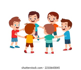 little kid holding hand and make circle formation together