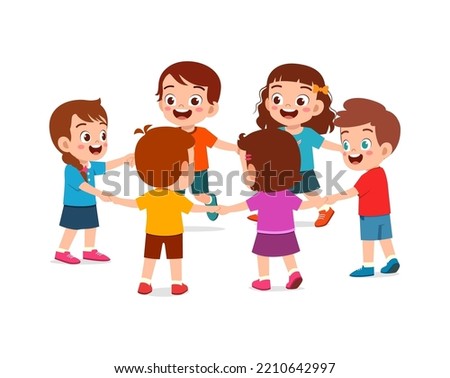 little kid holding hand and make circle formation together