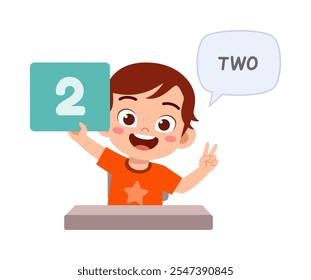 little kid holding number for math study