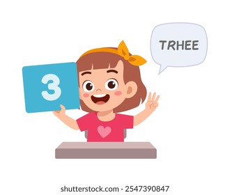 little kid holding number for math study
