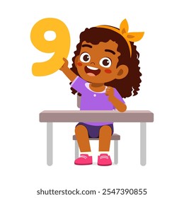 little kid holding number for math study