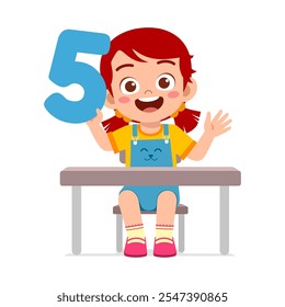 little kid holding number for math study