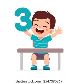 little kid holding number for math study