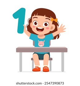 little kid holding number for math study