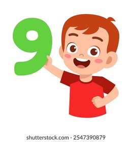 little kid holding number for math study