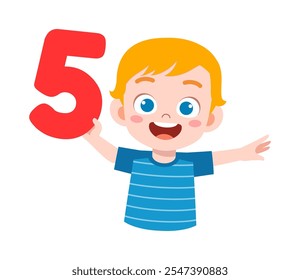 little kid holding number for math study