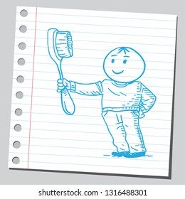 Little kid holding tooth brush