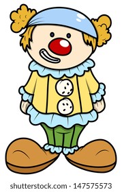 Little Kid in Joker Costume - Vector Cartoon Illustration