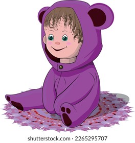 A little kid in a jumpsuit. Vector file for designs.