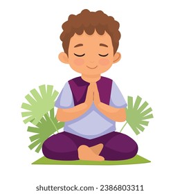 Little Kid Kneeling and Praying with Folded Hands