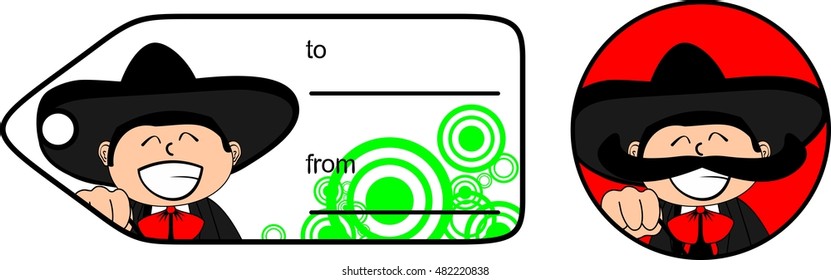 little kid mexican mariachi cartoon expressions gift card very easy to edit 