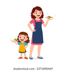 little kid with mother holding fresh food