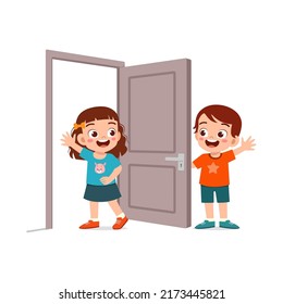 Little Kid Open The Door For Friend