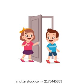 871 Cartoon kid opening door Images, Stock Photos & Vectors | Shutterstock