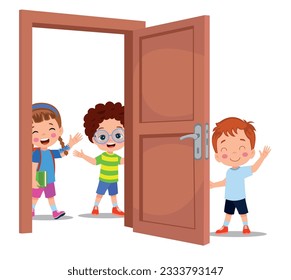 little kid open the door for friend