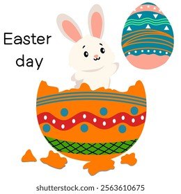 little kid open egg containing bunny, for easter celebration. easter celebration. Flat style vector illustration
Vector Format. easter day