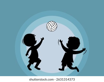 little kid play football together with friend