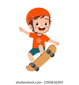 niños pequeños juegan al skatebord y se sienten felices